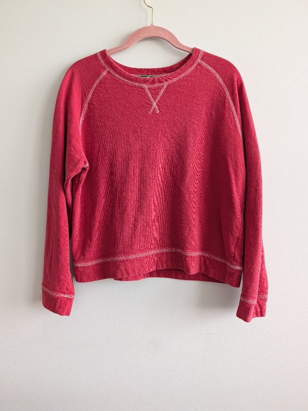 Eddie Bauer Women's Long Sleeve Shirt Outdoor Soft Raglan Stitch Red Size M